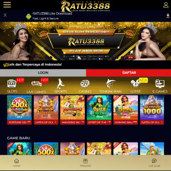 RATU3388 Masuk Resmi 2026 Aplikasi